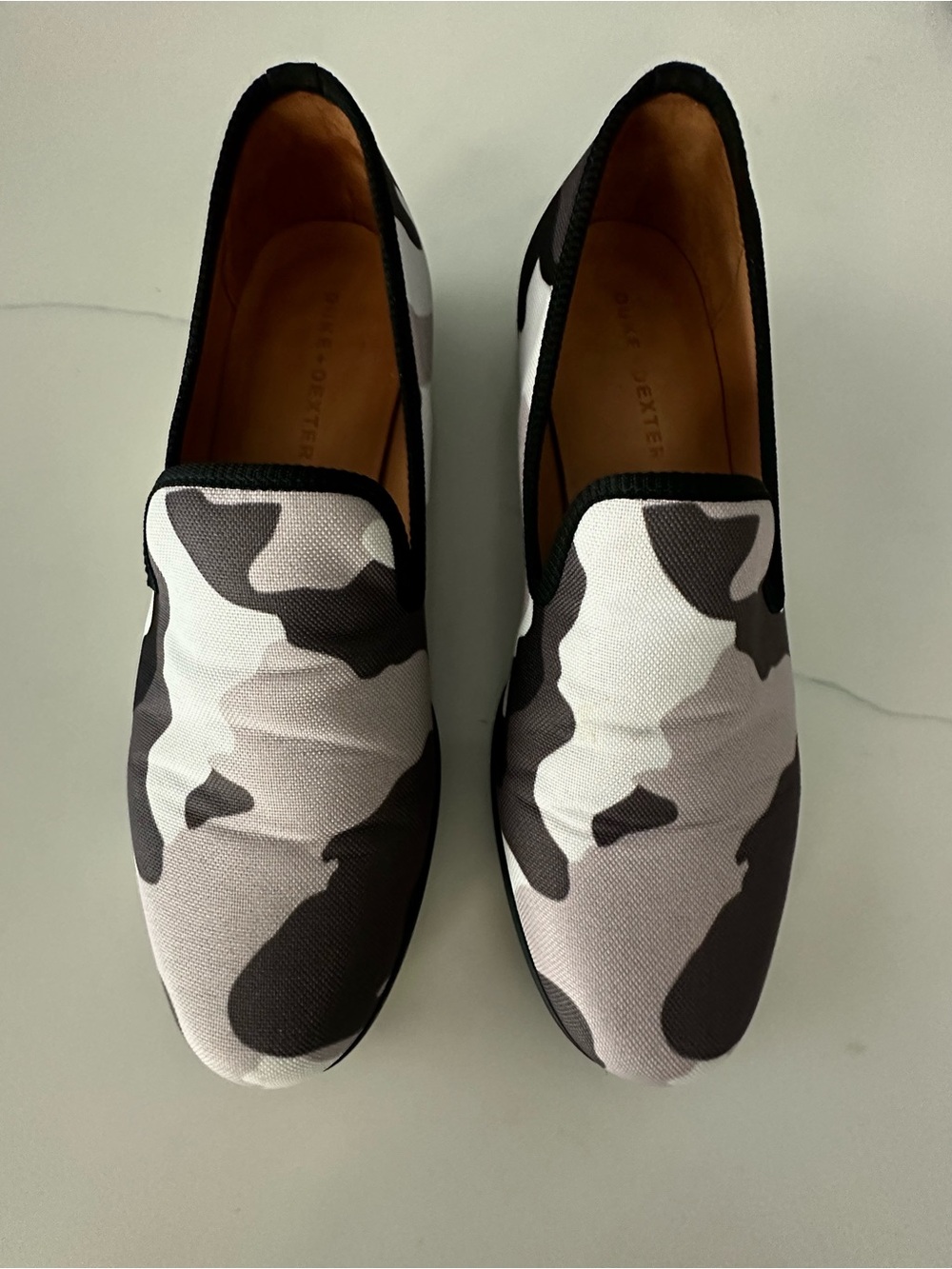 DUKE & DEXTER Black/Gray/White Camouflage Men's Slip On Loafers